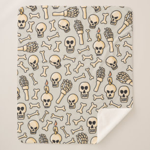 Cobertor Sherpa Caveira, esqueleto e estrutura óssea sem soldadur