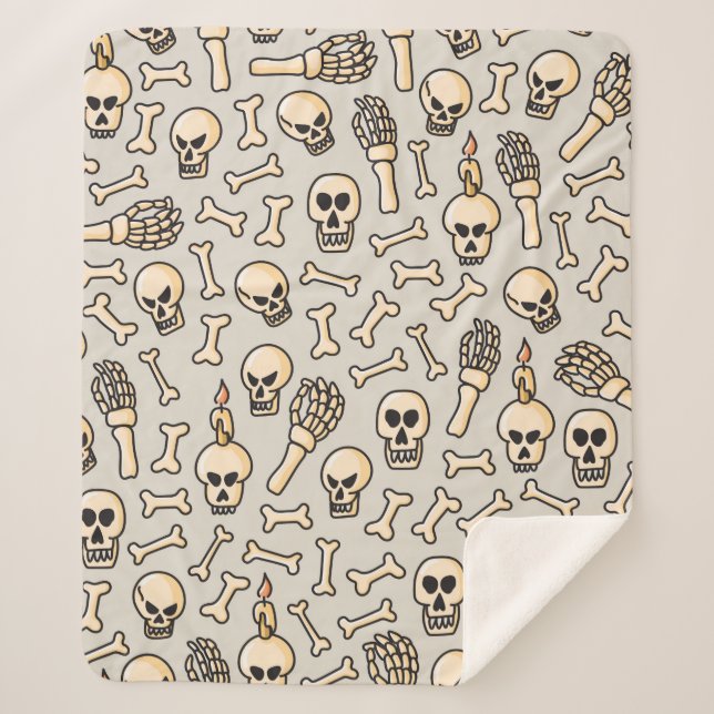 Cobertor Sherpa Caveira, esqueleto e estrutura óssea sem soldadura (Frente)