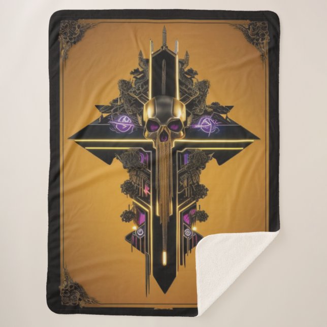 Cobertor Sherpa Caveira Gótica Sherpa Blanket (Frente)