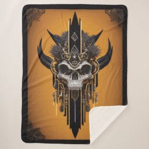 Cobertor Sherpa Caveira Tribal Gótica Sherpa Blanket