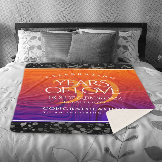 Cobertor Sherpa Celebração do 39º aniversário de casamento da Agat (Elegant 39th Agate Wedding Anniversary Sherpa Fleece Blanket Cover Photo.)