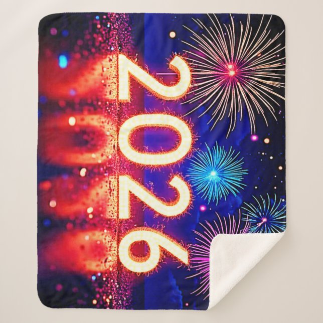 Cobertor Sherpa Celebrate 2026: Bright Future Spark Design  (Frente)