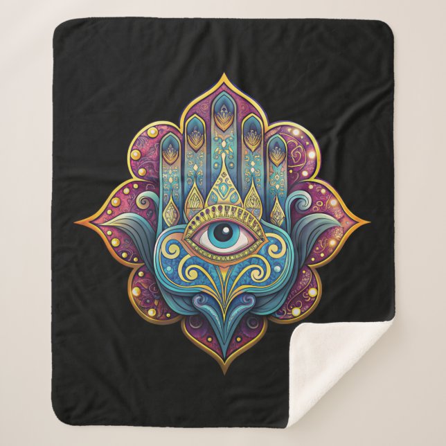 Cobertor Sherpa Celestial Hamsa  (Frente)