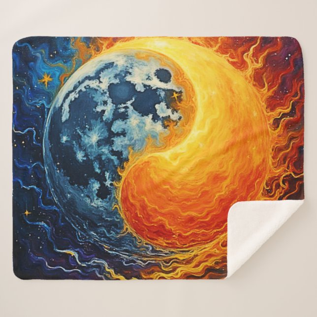 Cobertor Sherpa Celestial Yin Yang Art (Frente (Horizontal))