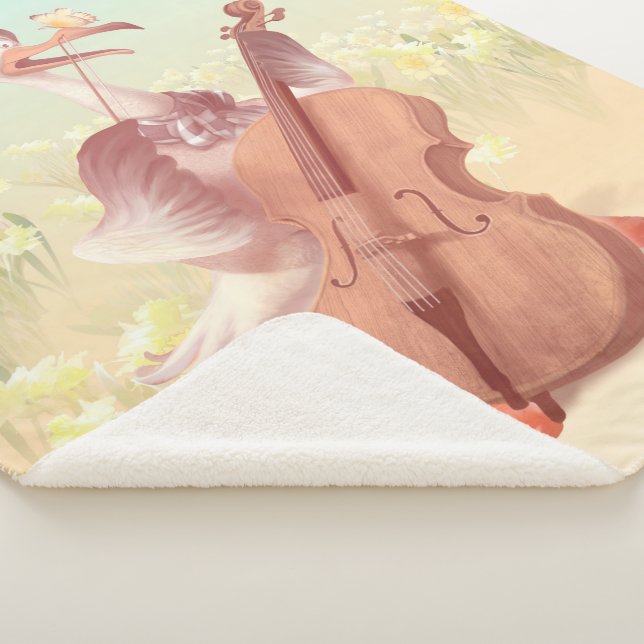 Cobertor Sherpa Cello Cegonha: Animal de Música Clássica no Âmbar  (3/4)