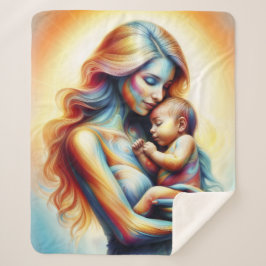 Cobertor Sherpa Cena brilhante da mãe e do filho radiante