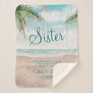 Cobertor Sherpa Cena da Praia da Brisa da Ilha para a Citação de I