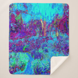 Cobertor Sherpa Cena de Jardim Azul Impressionista Psicodélico