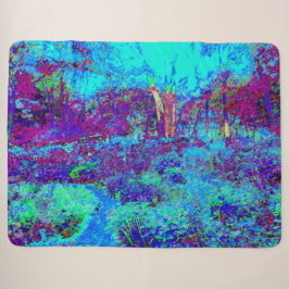 Cobertor Sherpa Cena de Jardim Azul Impressionista Psicodélico