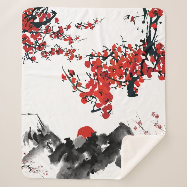 Cobertor Sherpa Cenário japonês Sherpa Blanket (Frente)