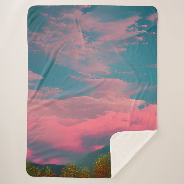 Cobertor Sherpa Céu abanado ao sol (Frente)