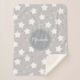 Cobertor Sherpa Céu Noturno Cujo Monograma e Nome Personalizados