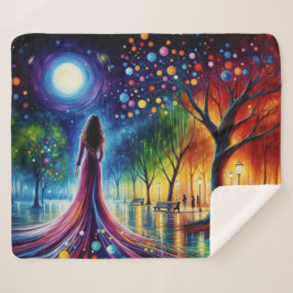 Cobertor Sherpa Céu noturno mágico com larvas e lanternas