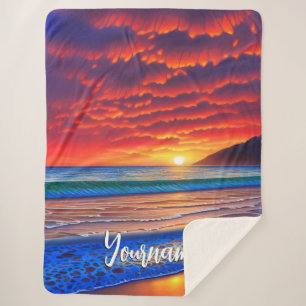 Cobertor Sherpa Céu Sol Tropical Oceano Céu Sol