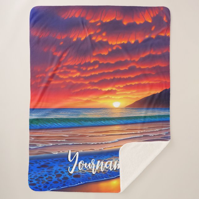 Cobertor Sherpa Céu Sol Tropical Oceano Céu Sol (Frente)