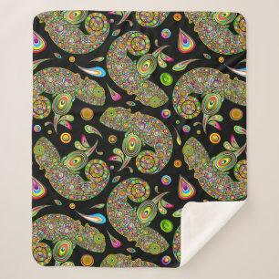 Cobertor Sherpa Chameleon Psychedelic Fantasy