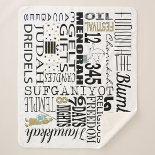 Cobertor Sherpa Chanukah Diversão Palavras Sherpa Blanket/Medium