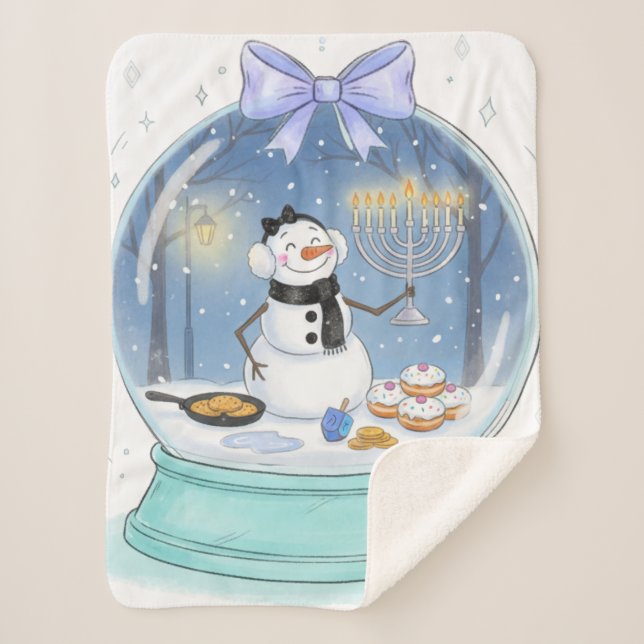 Cobertor Sherpa Chanukah Snow Globe (Frente)