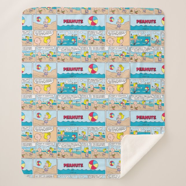 Cobertor Sherpa Charlie Brown & Sally Na Praia (Frente)