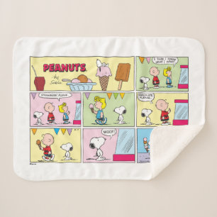 Cobertor Sherpa Charlie Brown, Snoopy e Sally Sorvete