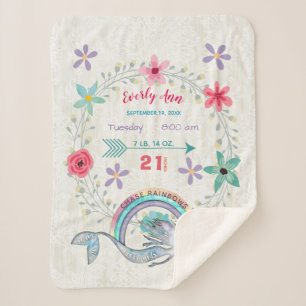 Cobertor Sherpa Chase Rainbows Baby Girl Stats Watercolor Sereia