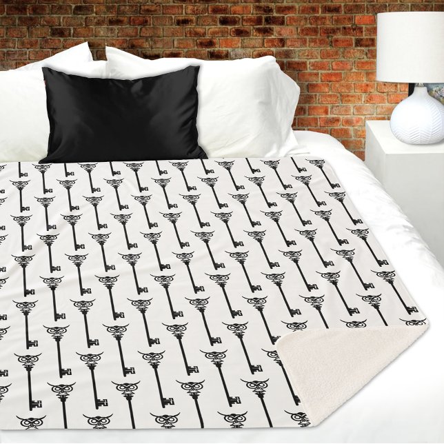 Cobertor Sherpa Chave do Esqueleto Tribal Owl (Criador carregado)