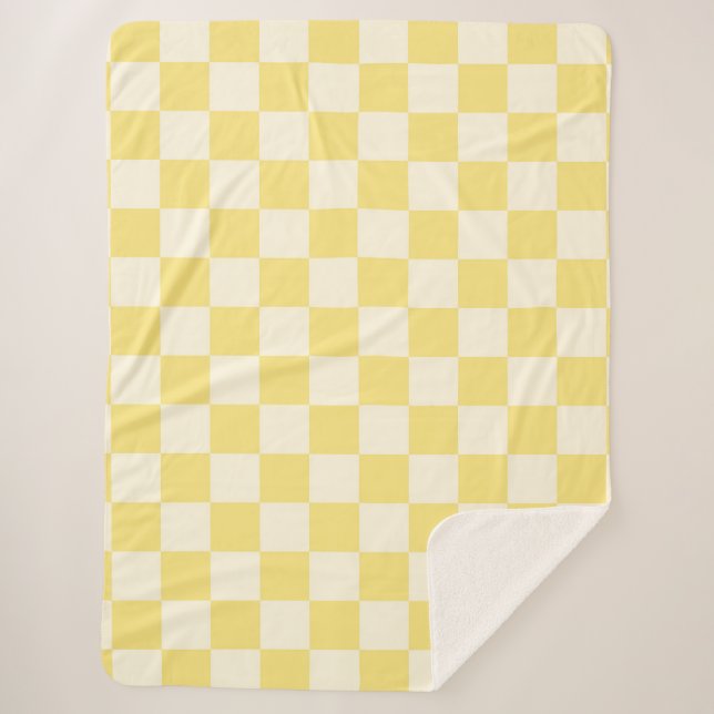 Cobertor Sherpa Checkerboard amarelo (Frente)