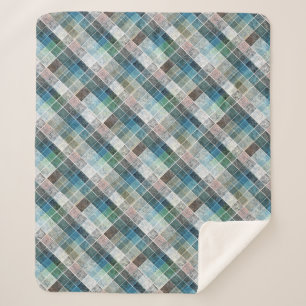 Cobertor Sherpa checkered, tartan, xadrez, clássico, azul, branco