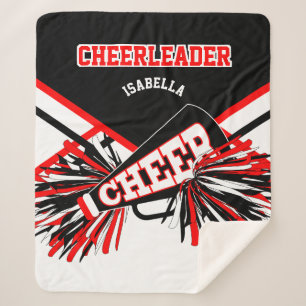 Cobertor Sherpa Cheerleader 📣 - Preto, Branco e Vermelho