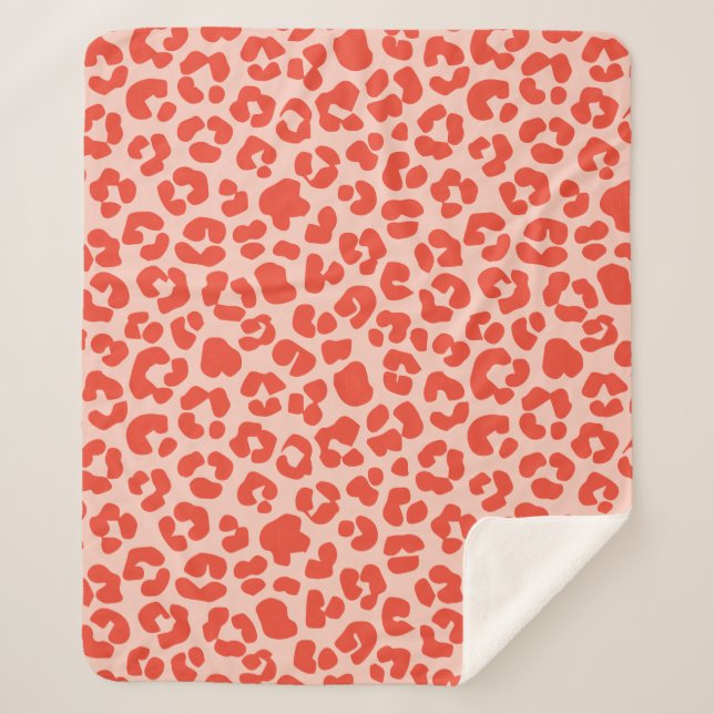 Cobertor Sherpa Cheetah Impressão Pattern Red (Frente)