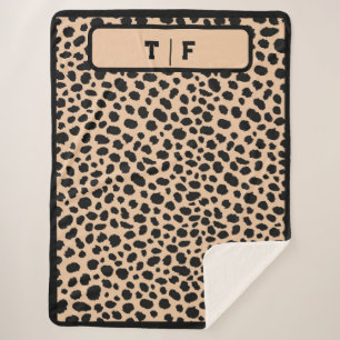 Cobertor Sherpa Cheetah Skin Impressão Monograma inicial  
