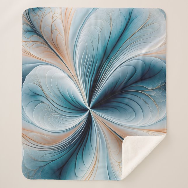 Cobertor Sherpa Cheiro Suave em Cascata Floral e Fluxo Dourado de  (Frente)