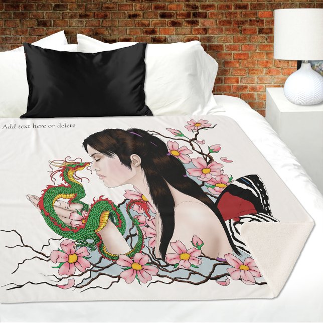 Cobertor Sherpa Cherry Blossoms Fairy Dragon Amizade (Criador carregado)