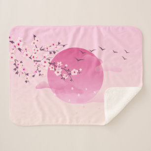 Cobertor Sherpa Cherry Blossoms - Paisagem Japonesa