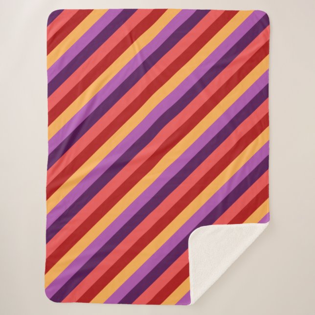 Cobertor Sherpa Cherry Red Violet Stripes Grande Sherpa Blanket (Frente)