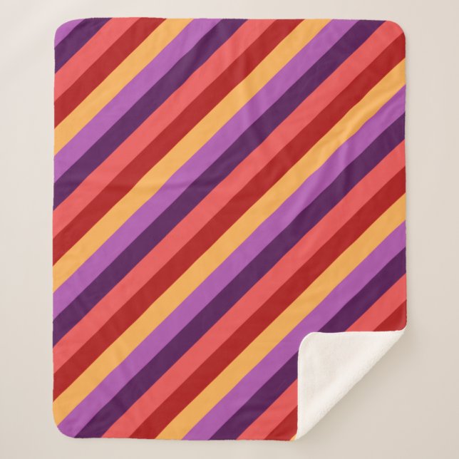 Cobertor Sherpa Cherry Red Violet Stripes Média Sherpa Blanket (Frente)