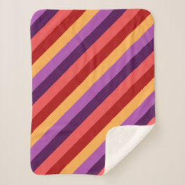 Cobertor Sherpa Cherry Red Violet Stripes Pequeno Sherpa Blanket