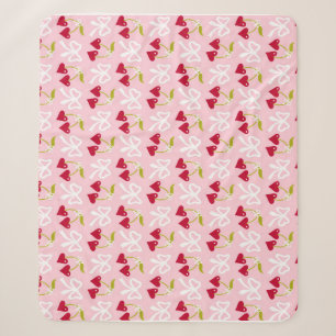 Cobertor Sherpa Cherry Sweet Preppy Pink e Red Teen Kids Girl
