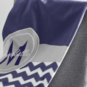 Cobertor Sherpa Chevron cinzento azul escuro