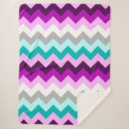 Cobertor Sherpa Chevrons brancos roxos Grande Sherpa Blanket