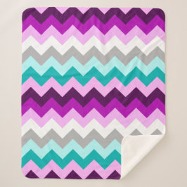 Cobertor Sherpa Chevrons brancos roxos Médios Sherpa Blanket
