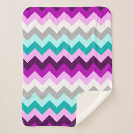 Cobertor Sherpa Chevrons brancos roxos Sherpa Blanket