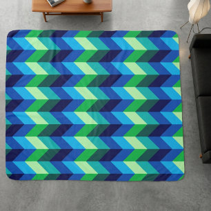 Cobertor Sherpa Chevrons Verdes Azul Grande Sherpa Blanket