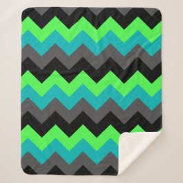 Cobertor Sherpa Chevrons verdes negros média Sherpa Blanket
