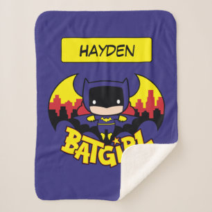 Cobertor Sherpa Chibi Batgirl Com Skyline & Logo Gotham