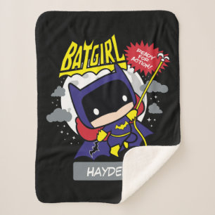 Cobertor Sherpa Chibi Batgirl Pronto Para Ação