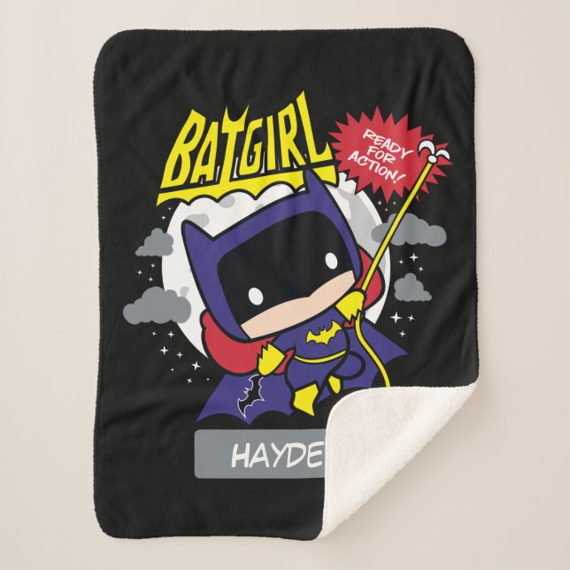 Cobertor Sherpa Chibi Batgirl Pronto Para Ação (Frente)