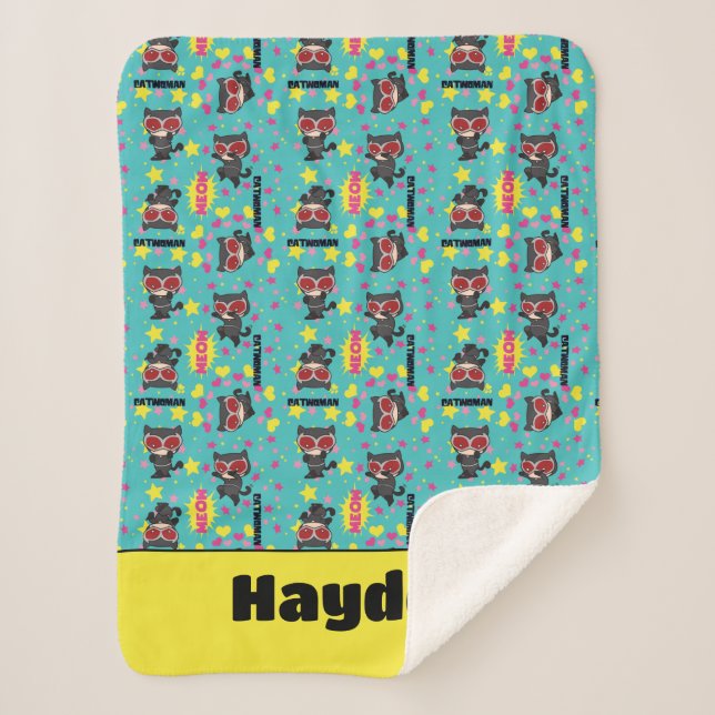 Cobertor Sherpa Chibi CatWomen Pattern (Frente)