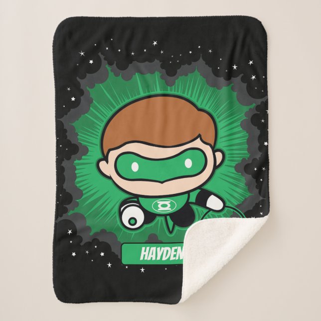 Cobertor Sherpa Chibi Green Lantern Flying Through Space (Frente)