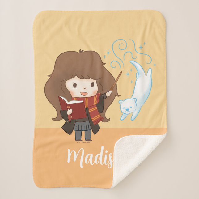 Cobertor Sherpa Chibi Hermione Granger Patronus (Frente)